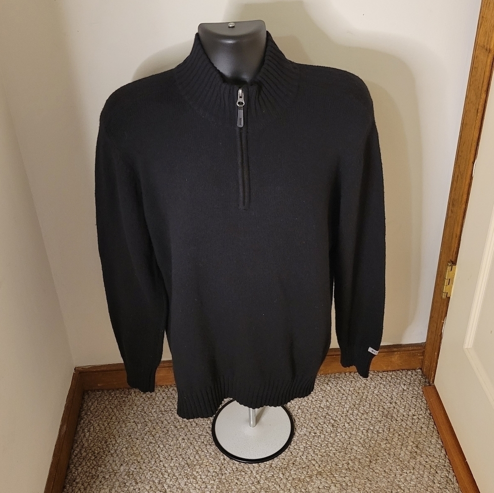 𝅺Columbia Men's Black Wool 1/4 Zip Sweater - Size (M) - Excellent Condition
